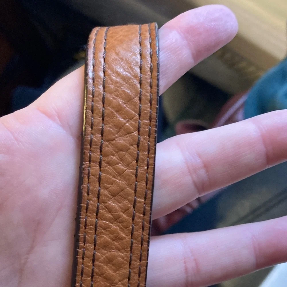 Coach Pebbled Black Leather with Brown Strap Stylish Classy Coach